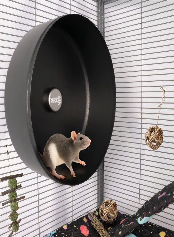 YKD 11.8" Silent Fancy Rat Exercise Wheel, Aluminum Alloy Noiseless Hamsters Running Wheel for Fancy Rat, Syrian Hamsters, Hedgehogs and Small Pets (Bracket-Black) - Image 2